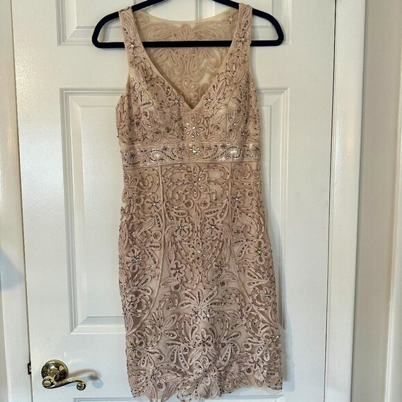 Sleeveless Sue Wong Nude Cocktail Dress (Size 6)